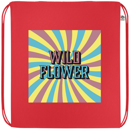 Wild Flower Design - Premium colored organic cotton drawstring bag_RED_front