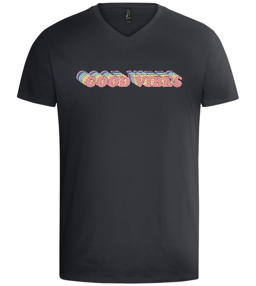 Good Vibes Rainbow Design - Basic men's v-neck t-shirt_DARK GRAY_front