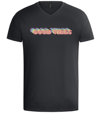 Good Vibes Rainbow Design - Basic men's v-neck t-shirt_DARK GRAY_front