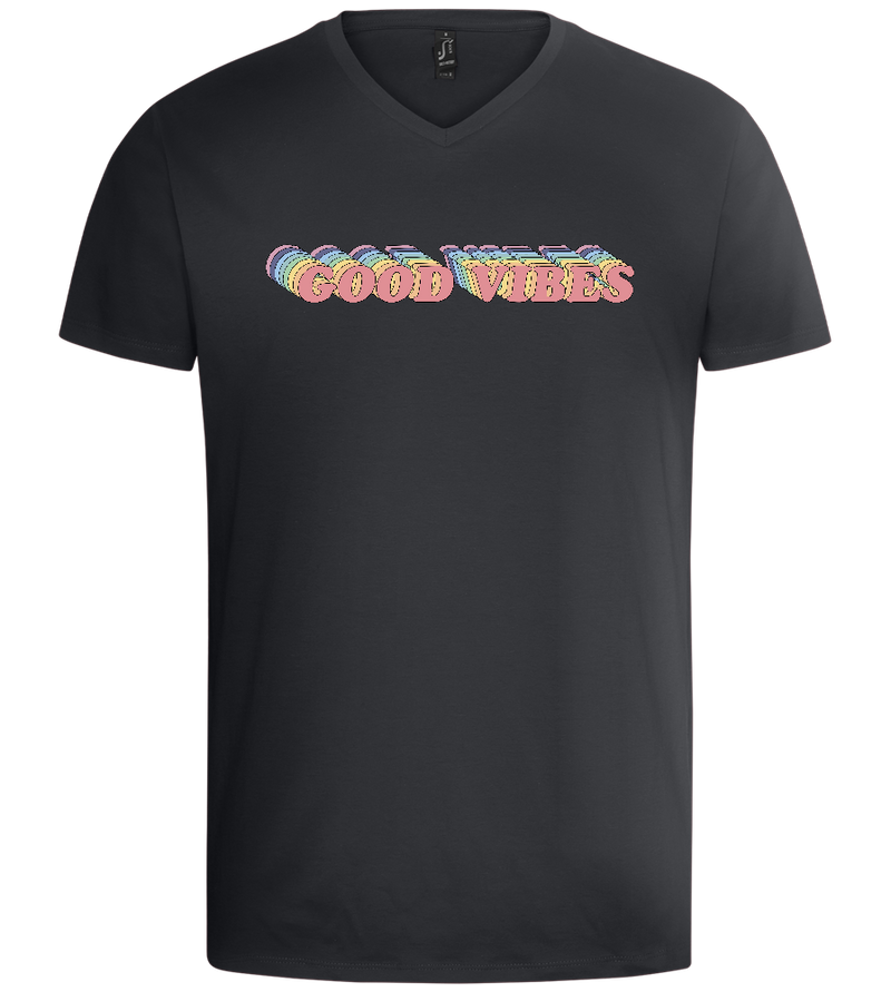 Good Vibes Rainbow Design - Basic men's v-neck t-shirt_DARK GRAY_front