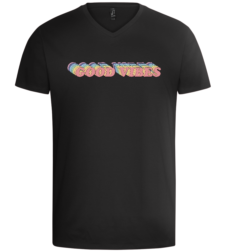 Good Vibes Rainbow Design - Basic men's v-neck t-shirt_DEEP BLACK_front