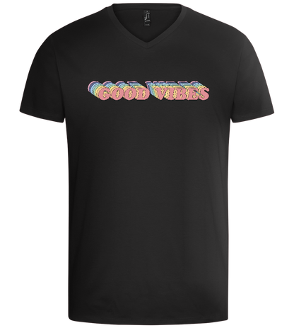 Good Vibes Rainbow Design - Basic men's v-neck t-shirt_DEEP BLACK_front