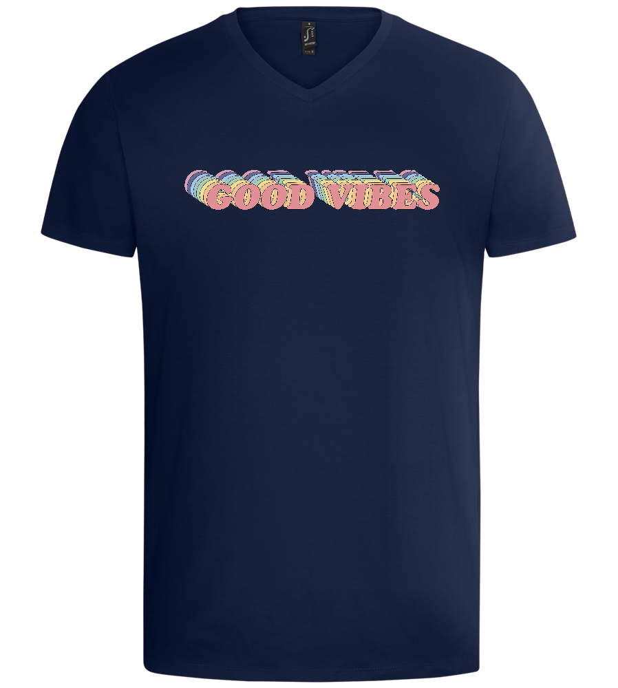 Good Vibes Rainbow Design - Basic men's v-neck t-shirt_MARINE_front