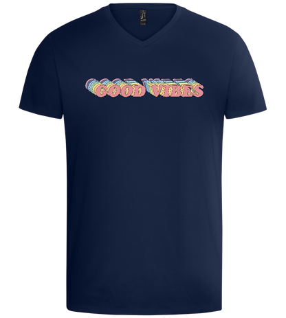 Good Vibes Rainbow Design - Basic men's v-neck t-shirt_MARINE_front