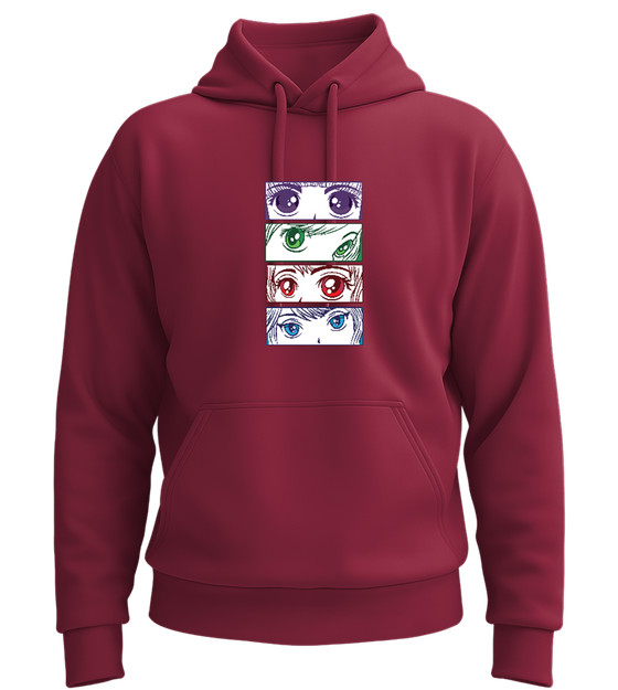Colored Chibi Eyes Design - Premium Essential Unisex Hoodie_BORDEAUX_front