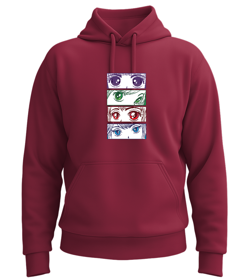 Colored Chibi Eyes Design - Premium Essential Unisex Hoodie_BORDEAUX_front