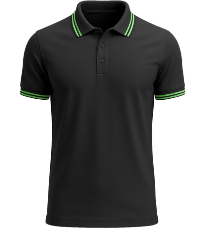 Comfort men's contrast polo shirt_BLACK/LIME_front
