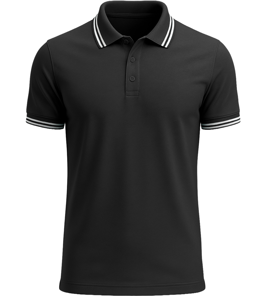 Comfort men's contrast polo shirt_BLACK WHITE_front