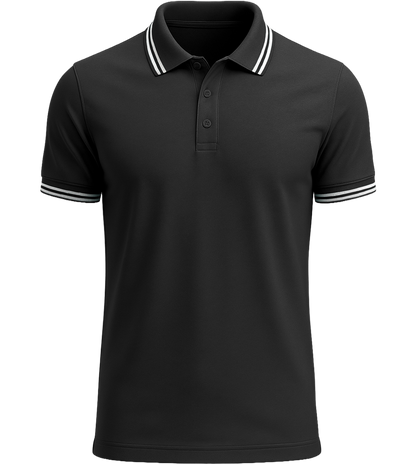 Comfort men's contrast polo shirt_BLACK WHITE_front