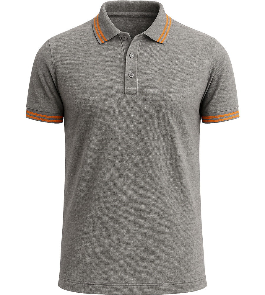 Comfort men's contrast polo shirt_CHINA GREY/ORAN_front
