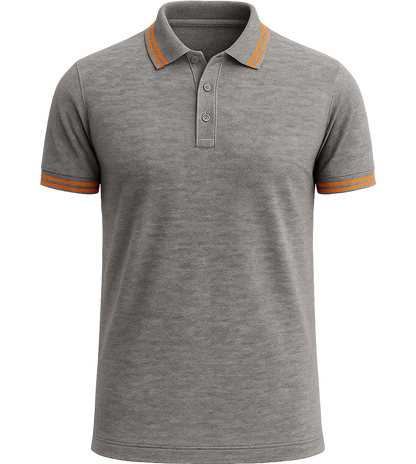 Comfort men's contrast polo shirt_CHINA GREY/ORAN_front