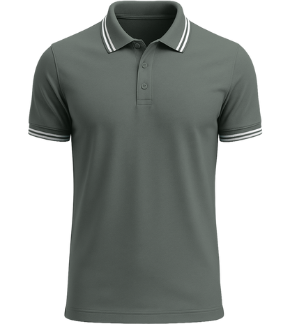 Comfort men's contrast polo shirt_FOREST GREEN/WHITE_front