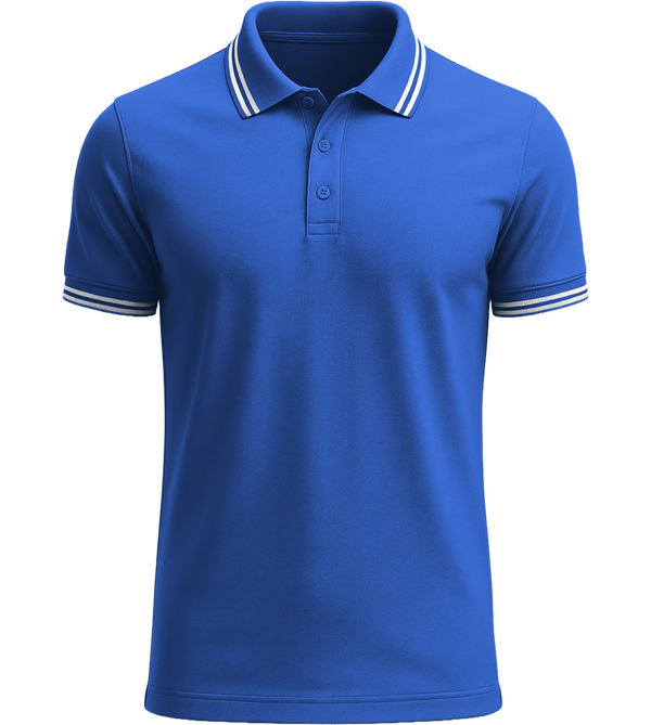 Premium men's contrast polo shirt_ROYAL/WHITE_front