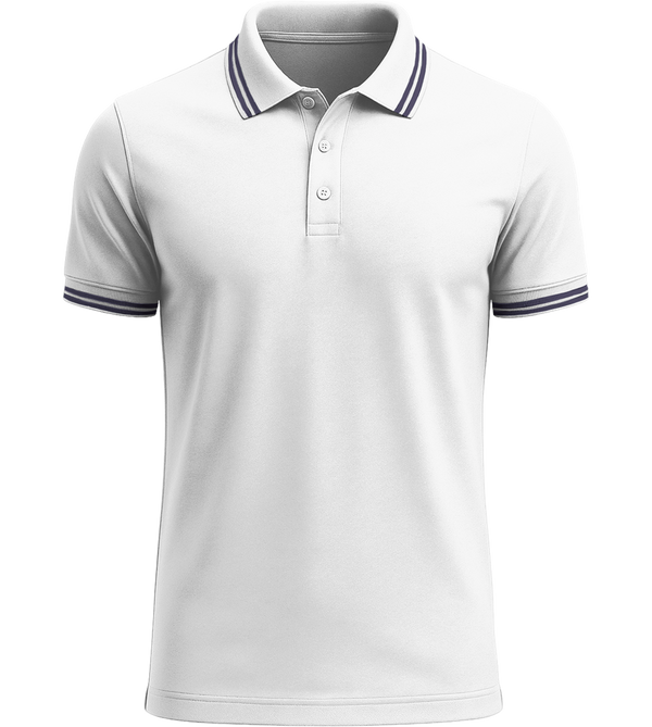 Premium men's contrast polo shirt_WHITE/NAVY_front