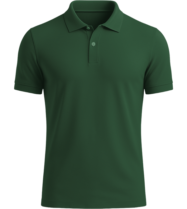 Essential men's polo shirt_GREEN BOTTLE_front