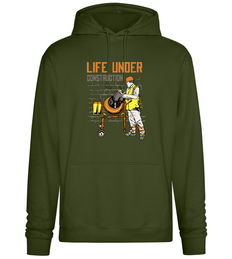 Life Under Construction Design - Premium Essential Unisex Hoodie_ARMY_front