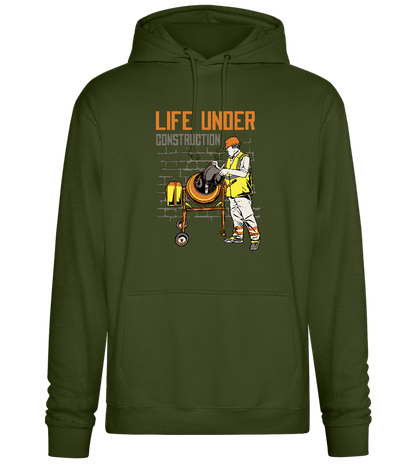 Life Under Construction Design - Premium Essential Unisex Hoodie_ARMY_front