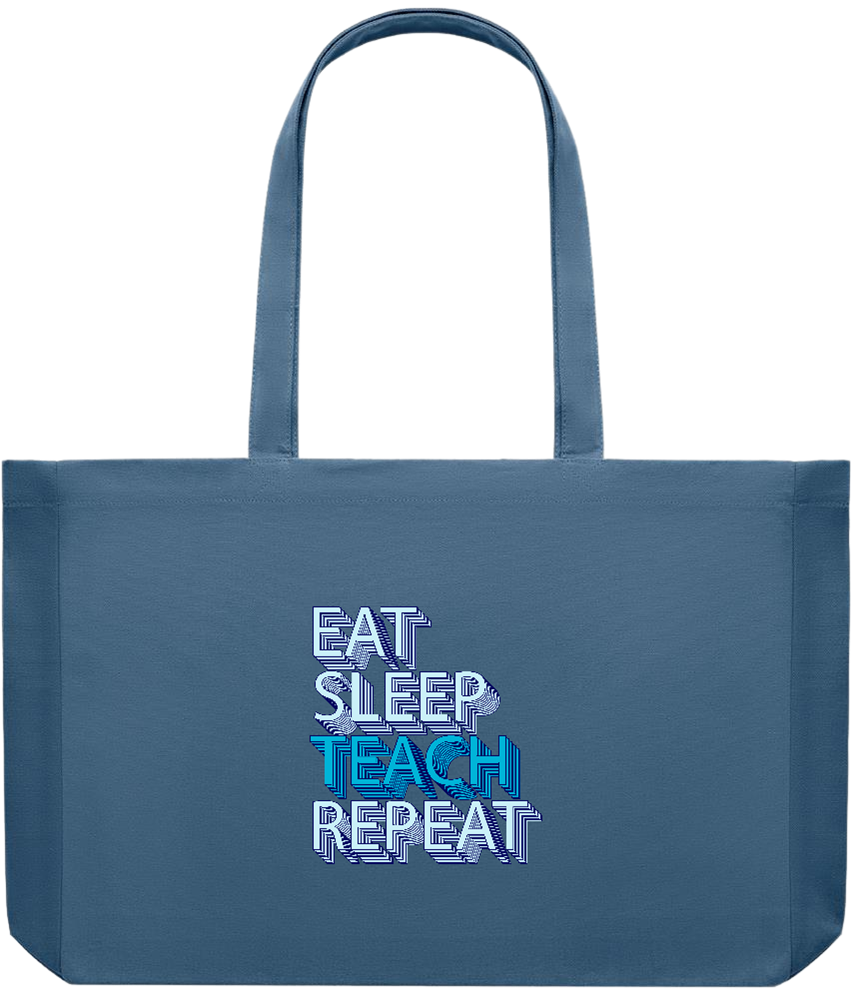 Eat Sleep Teach Repeat Design - Premium large recycled shopping tote bag_BLUE_front