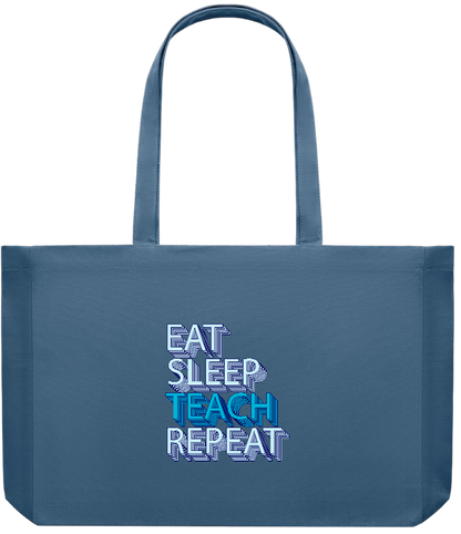 Eat Sleep Teach Repeat Design - Premium large recycled shopping tote bag_BLUE_front