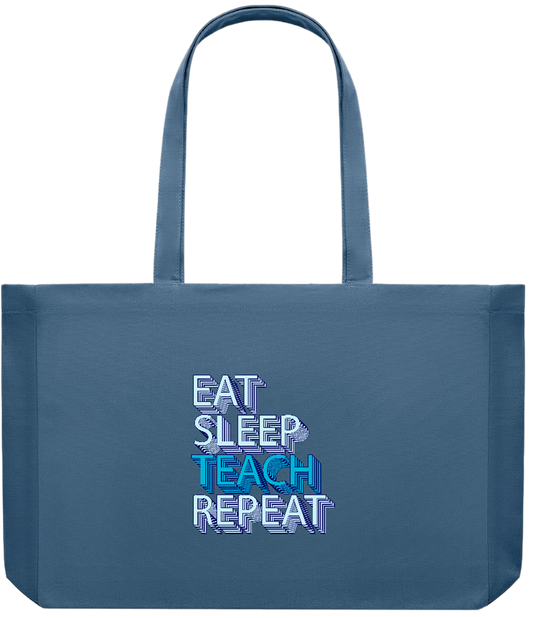 Eat Sleep Teach Repeat Design - Premium large recycled shopping tote bag_BLUE_front