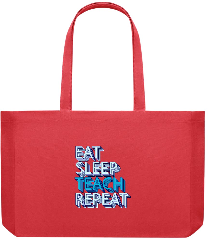 Eat Sleep Teach Repeat Design - Premium large recycled shopping tote bag_RED_front