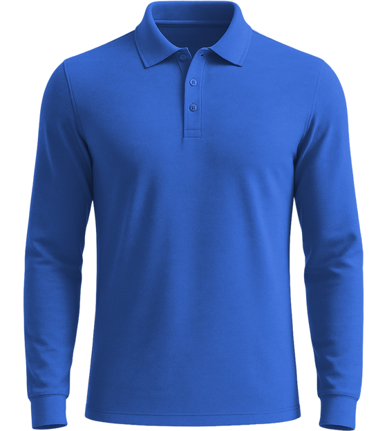 Premium men's long sleeve polo shirt_ROYAL_front