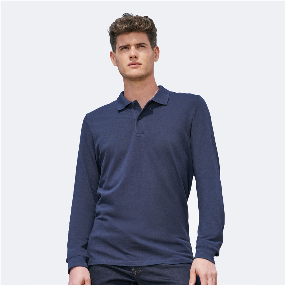 Premium men's long sleeve polo shirt_ROYAL_DETAILEDIMAGE_front_0