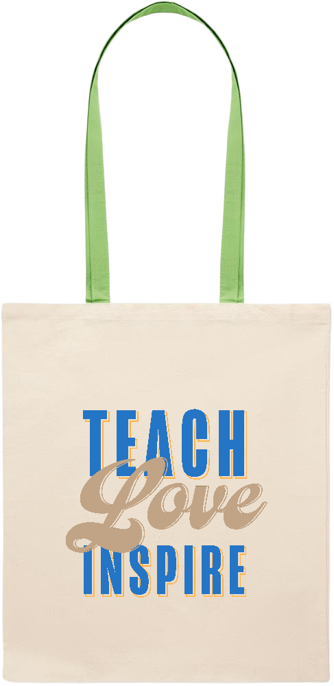 Teach Love Inspire Design - Essential colored handle tote bag_LIME_front