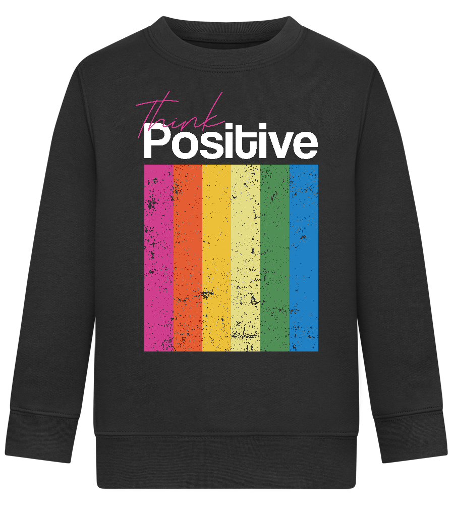 Think Positive Rainbow Design - Comfort Kids Sweater_BLACK_front