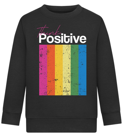 Think Positive Rainbow Design - Comfort Kids Sweater_BLACK_front