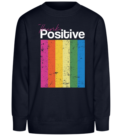 Think Positive Rainbow Design - Comfort Kids Sweater_FRENCH NAVY_front