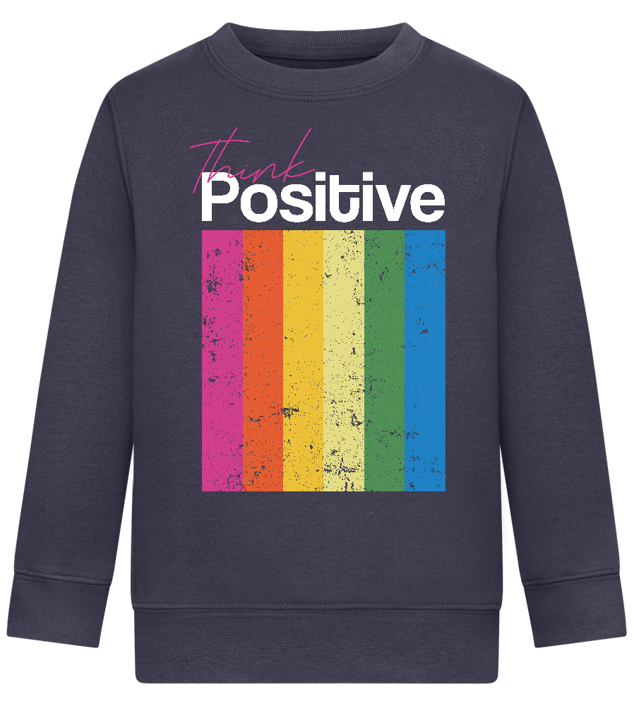 Think Positive Rainbow Design - Comfort Kids Sweater_FRENCH NAVY_front