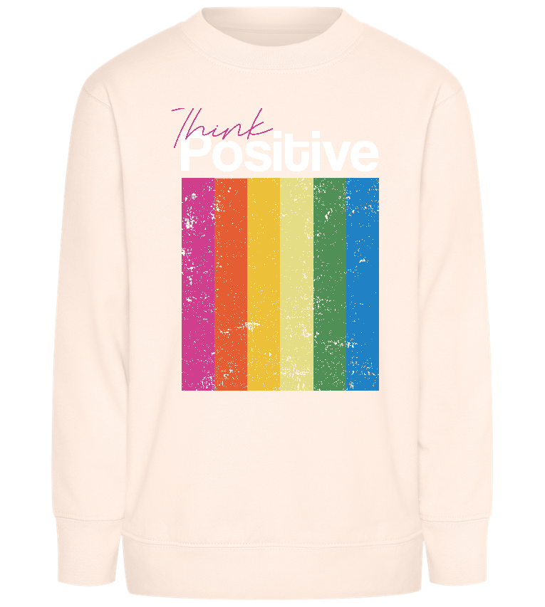 Think Positive Rainbow Design - Comfort Kids Sweater_LIGHT PEACH ROSE_front