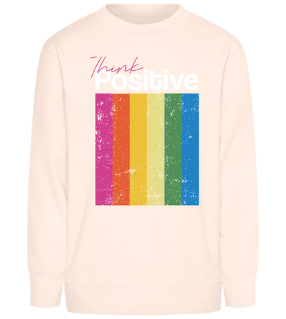 Think Positive Rainbow Design - Comfort Kids Sweater_LIGHT PEACH ROSE_front