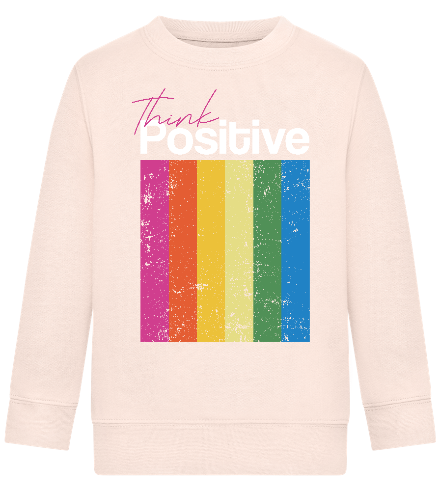 Think Positive Rainbow Design - Comfort Kids Sweater_LIGHT PEACH ROSE_front