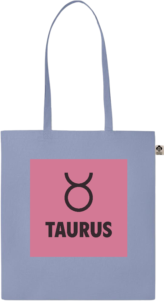 Zodiac Taurus Design - Essential colored organic cotton tote bag_BABY BLUE_front