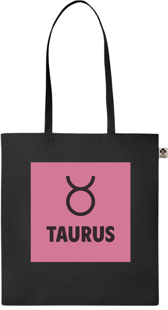 Zodiac Taurus Design - Essential colored organic cotton tote bag_BLACK_front