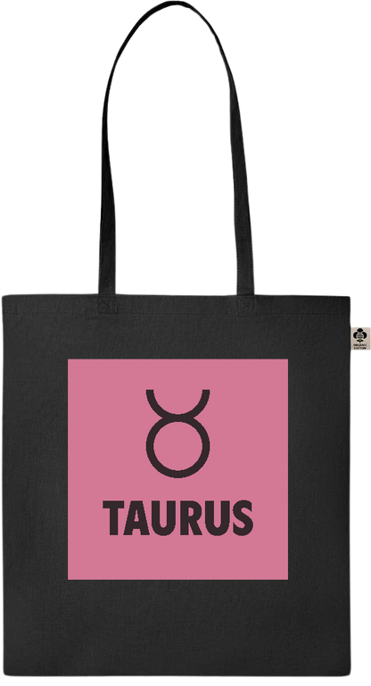 Zodiac Taurus Design - Essential colored organic cotton tote bag_BLACK_front