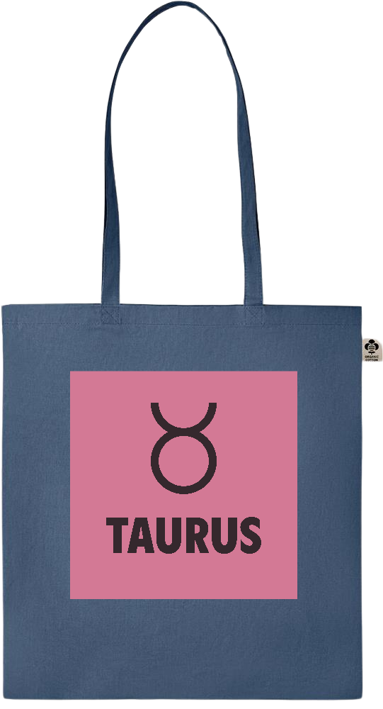 Zodiac Taurus Design - Essential colored organic cotton tote bag_BLUE_front