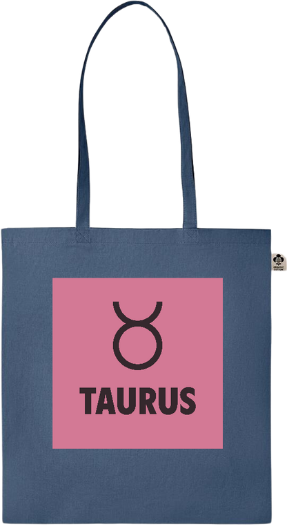 Zodiac Taurus Design - Essential colored organic cotton tote bag_BLUE_front