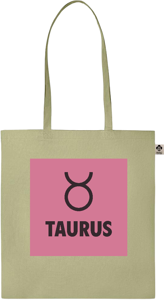 Zodiac Taurus Design - Essential colored organic cotton tote bag_GREEN_front