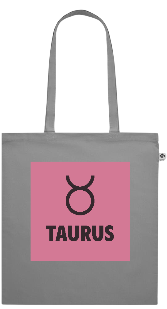 Zodiac Taurus Design - Essential colored organic cotton tote bag_GREY_front