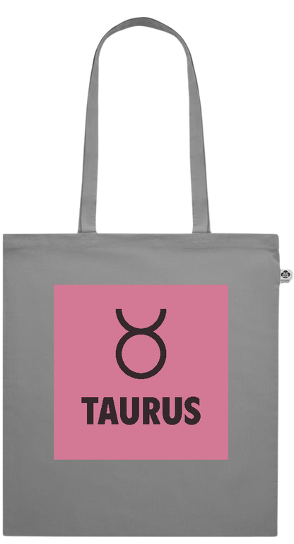 Zodiac Taurus Design - Essential colored organic cotton tote bag_GREY_front