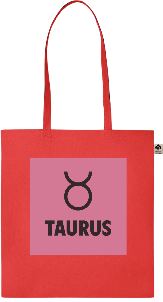 Zodiac Taurus Design - Essential colored organic cotton tote bag_RED_front