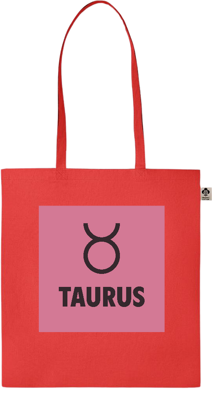 Zodiac Taurus Design - Essential colored organic cotton tote bag_RED_front