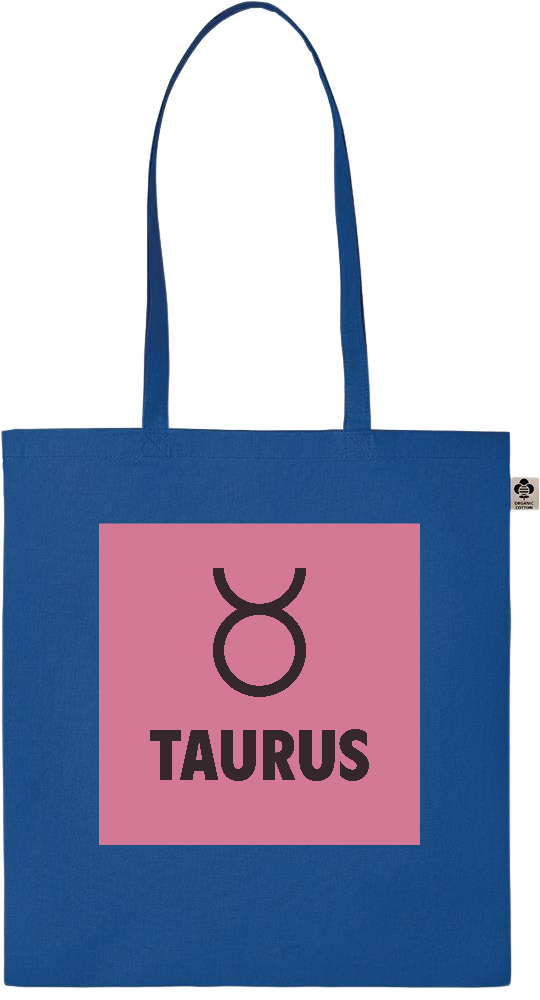 Zodiac Taurus Design - Essential colored organic cotton tote bag_ROYAL BLUE_front