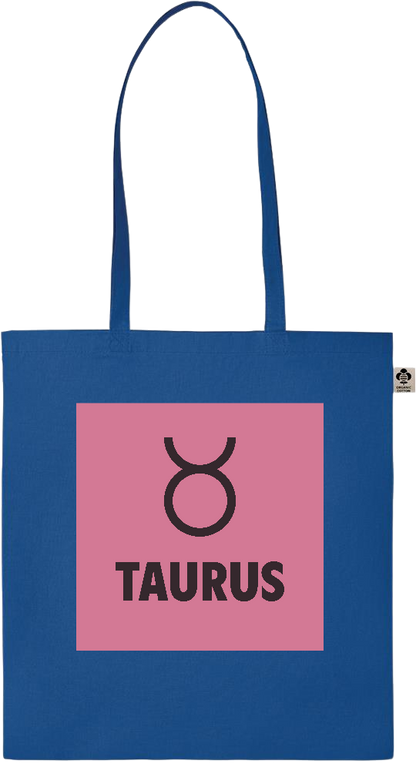 Zodiac Taurus Design - Essential colored organic cotton tote bag_ROYAL BLUE_front