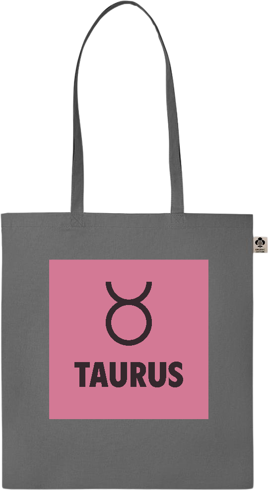 Zodiac Taurus Design - Essential colored organic cotton tote bag_STONE GREY_front