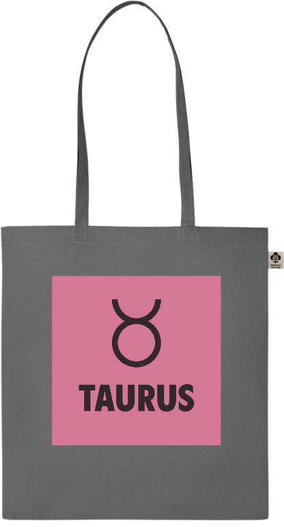 Zodiac Taurus Design - Essential colored organic cotton tote bag_STONE GREY_front