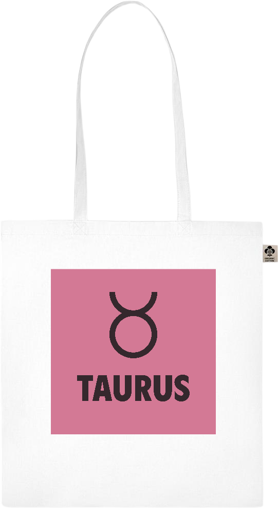 Zodiac Taurus Design - Essential colored organic cotton tote bag_WHITE_front